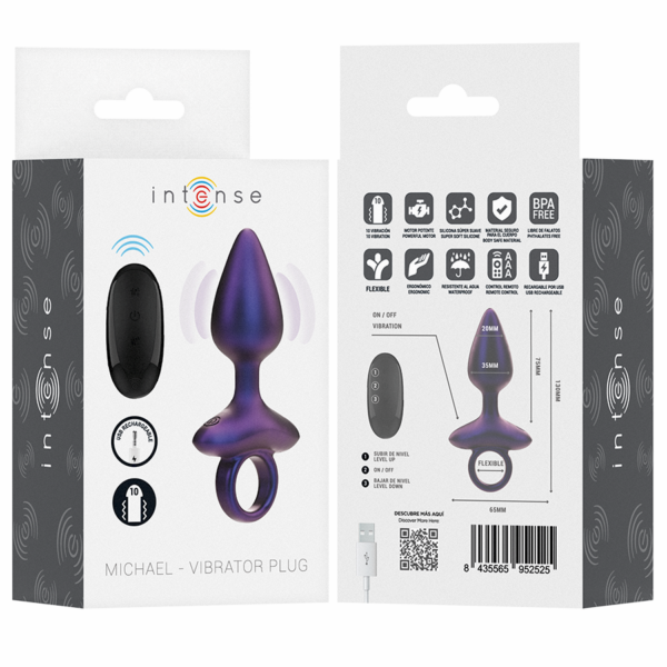 Intense Michael 2 — Vibrating Butt Plug, Remote Control, Purple — Anal — view 7