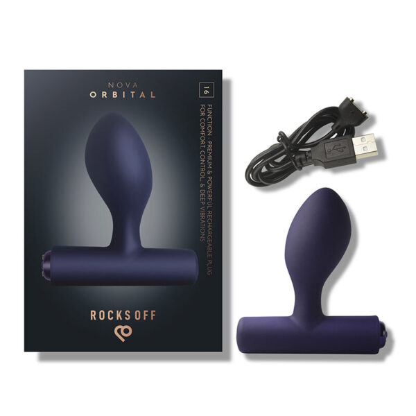Rocks-Off Nova Orbital — Vibrating Butt Plug, Rechargeable, Blue — Anal — view 4