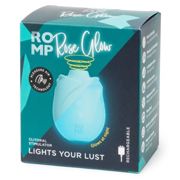 Romp Rose Glow — Air Pulse Stimulator, Waterproof, Turquoise — Clitoral Stimulators — view 9