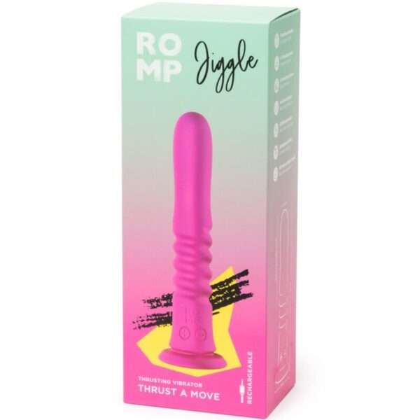 Romp Jiggle — Thrusting Vibrator, Suction Cup, Pink — Hi-Tech Vibrators — view 2