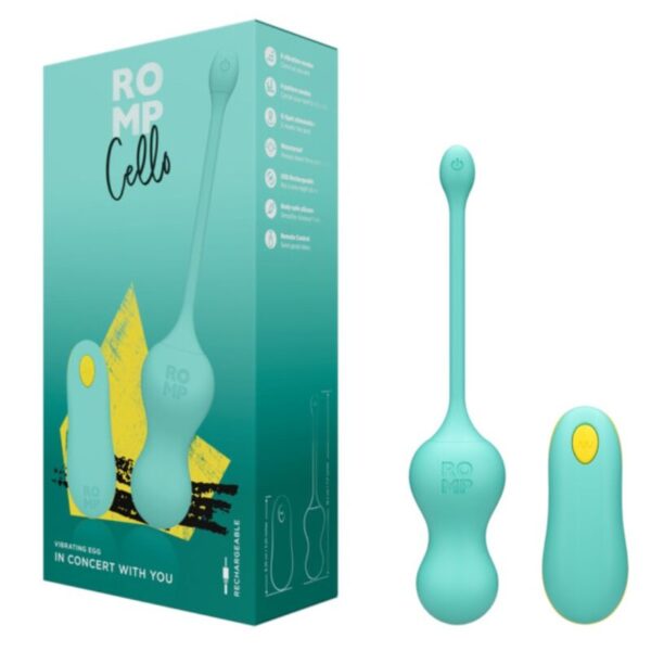 Romp Cello — Vibrating Egg, Remote Control, Turquoise — Remote Control Vibrators — view 6