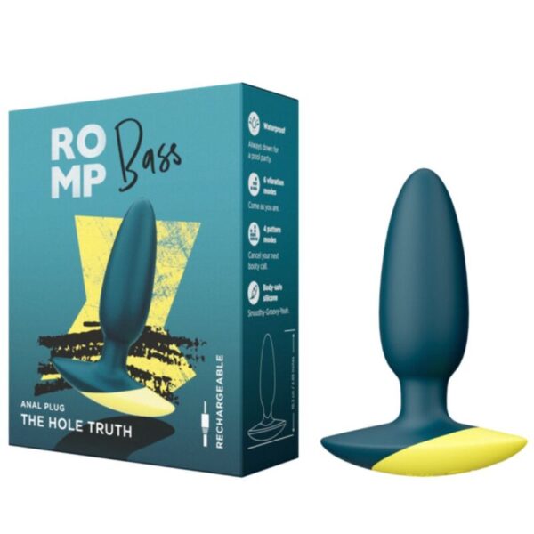 Romp Bass — Vibrating Butt Plug, Waterproof, 10 cm, Green — Anal — view 5