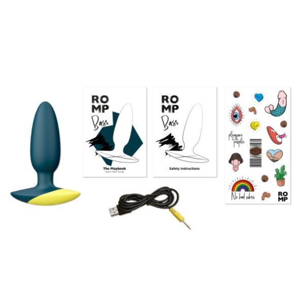 Romp Bass — Vibrating Butt Plug, Waterproof, 10 cm, Green — Anal — view 8
