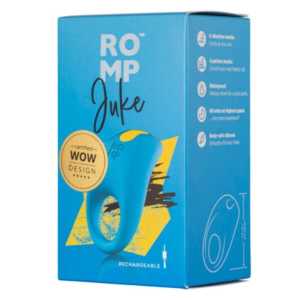 Romp Juke — Vibrating Cock Ring, Rechargeable, Blue — Cock Rings — view 11