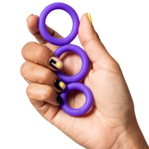 Romp Remix Trio — Cock Ring Set, Silicone, Purple — Classic Cock Rings — view 3