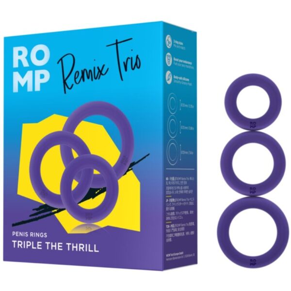 Romp Remix Trio — Cock Ring Set, Silicone, Purple — Classic Cock Rings — view 5