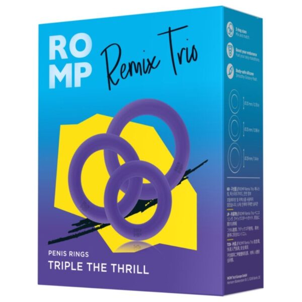 Romp Remix Trio — Cock Ring Set, Silicone, Purple — Classic Cock Rings — view 6