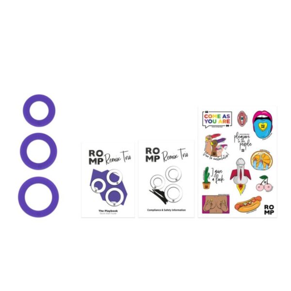 Romp Remix Trio — Cock Ring Set, Silicone, Purple — Classic Cock Rings — view 11