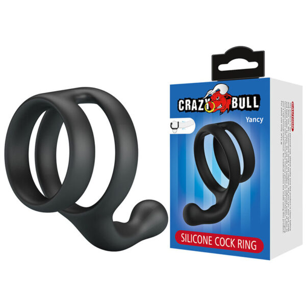 Crazy Bull Yancy Double — Cock Ring, Waterproof, Black — Classic Cock Rings — view 2