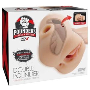 PDX Plus Double Pounder — Vibrating Masturbator, Light — Vibrating Strokers