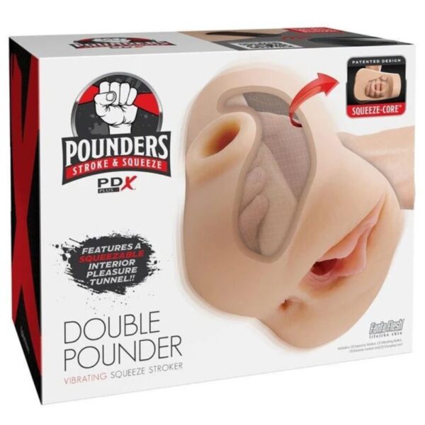 PDX Plus Double Pounder — Vibrating Masturbator, Light — Vibrating Strokers