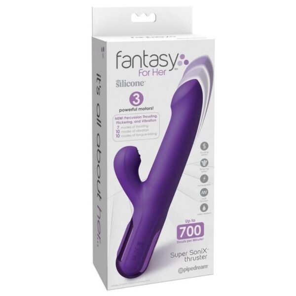 Fantasy for Her Super Sonix — Thrusting Vibrator, Purple — Hi-Tech Vibrators — view 7
