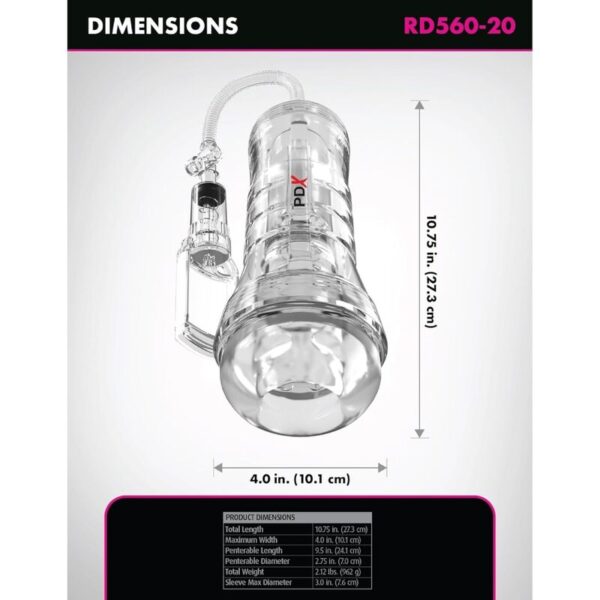 PDX Elite ViewTube Vac XXL — Male Masturbator, Transparent — Male Masturbators — view 6