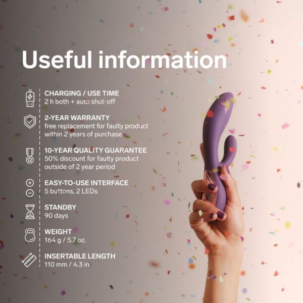 LELO Ina Thrust — Thrusting Vibrator, Waterproof, Purple — Rabbit Vibrators — view 9