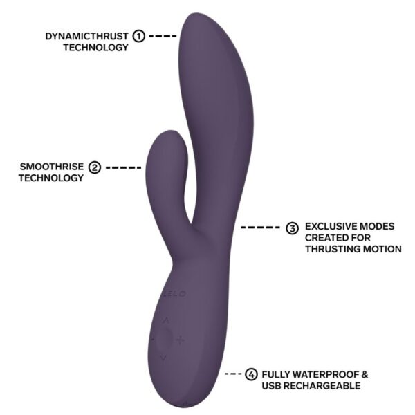 LELO Ina Thrust — Thrusting Vibrator, Waterproof, Purple — Rabbit Vibrators — view 6
