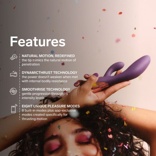 LELO Ina Thrust — Thrusting Vibrator, Waterproof, Purple — Rabbit Vibrators — view 8