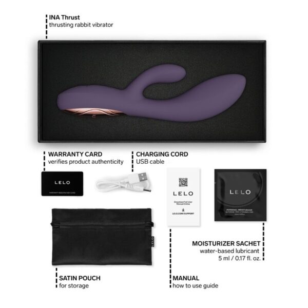 LELO Ina Thrust — Thrusting Vibrator, Waterproof, Purple — Rabbit Vibrators — view 10