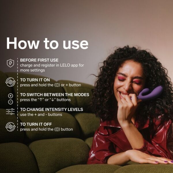 LELO Ina Thrust — Thrusting Vibrator, Waterproof, Purple — Rabbit Vibrators — view 7