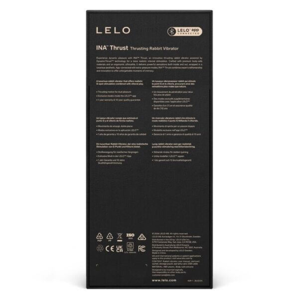 LELO Ina Thrust — Thrusting Vibrator, Waterproof, Black — Rabbit Vibrators — view 12