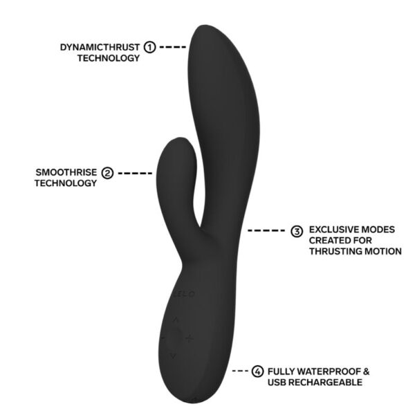 LELO Ina Thrust — Thrusting Vibrator, Waterproof, Black — Rabbit Vibrators — view 8