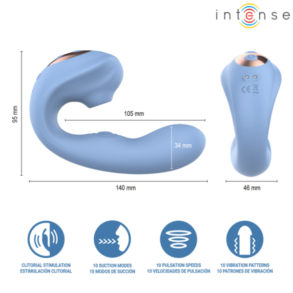 Intense Gina — Clit Sucker, Rechargeable, Blue — Air Pulse Vibrators — view 6