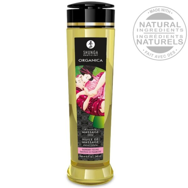 Shunga Organica — Massage Oil, 240 ml, Raspberry Feeling — Body Massage Oils — view 3