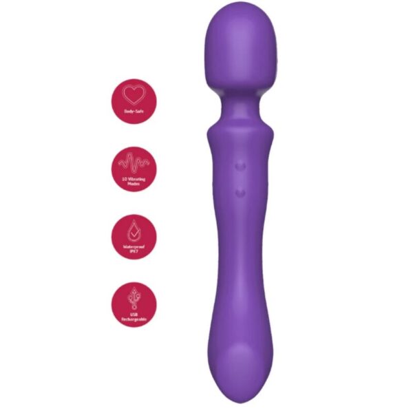 She.E.O Double-Ended — Wand Massager, Rechargeable, Purple — Vibrators