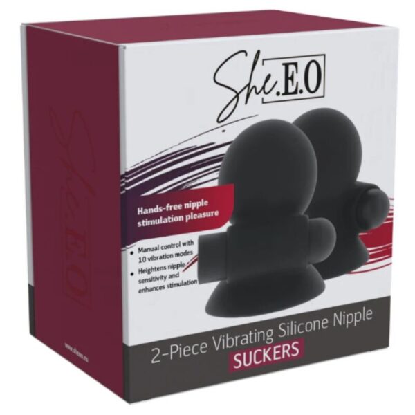 She.E.O Vibrating — Nipple Suckers, Rechargeable, Black — Nipple Toys — view 2