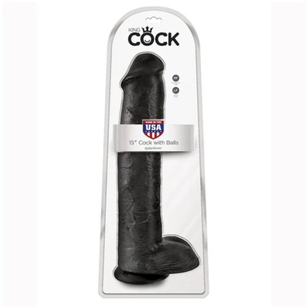 King Cock with Balls — Realistic Dildo, 38 cm, Black — Dildos — view 5