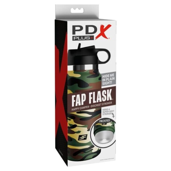 PDX Plus Fap Flask Happy Camper — Male Masturbator, Camouflage — Manual Strokers — view 2