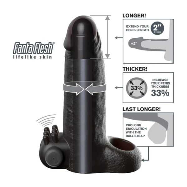 Fantasy X-Tensions Real Feel — Penis Sleeve, Rechargeable, Black — For Him — view 2