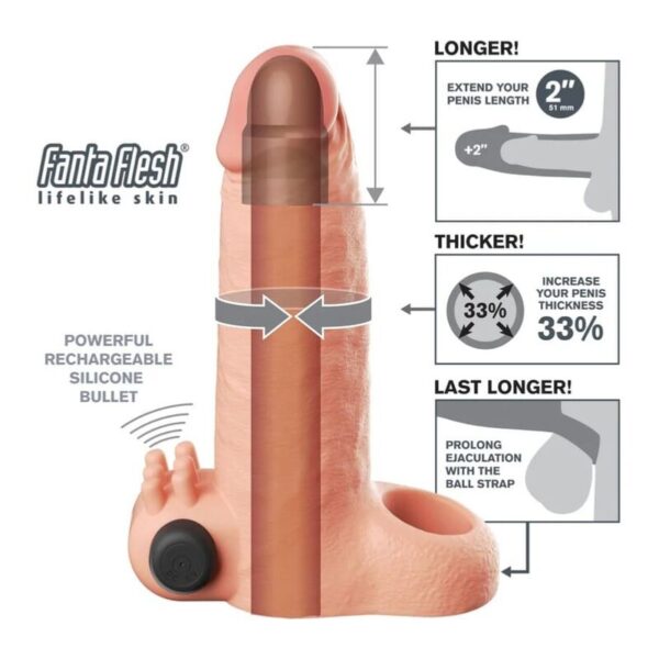 Fantasy X-Tensions Real Feel — Penis Sleeve, Rechargeable, Beige — Couples — view 5