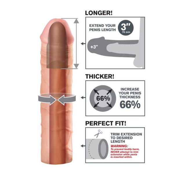 Fantasy X-Tensions Mega 3 — Penis Sleeve, Flesh — Penis Accessories — view 3