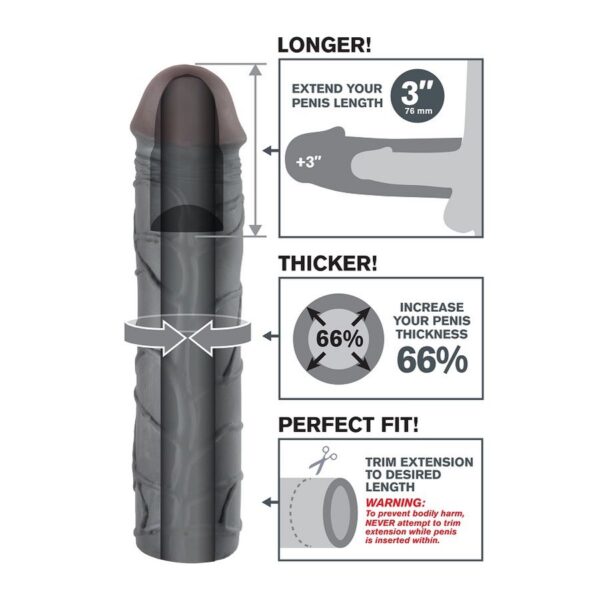 Fantasy X-Tensions Mega 3 — Penis Sleeve, Black — Penis Accessories — view 3
