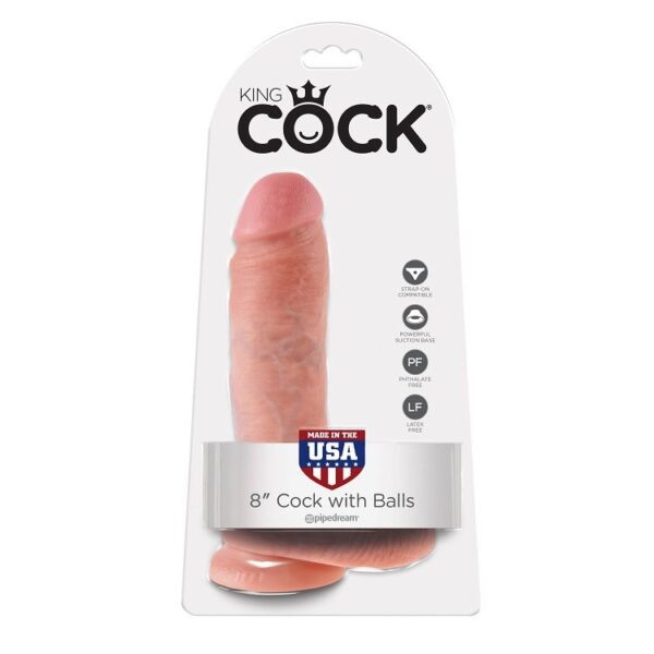 King Cock with Balls — Realistic Dildo, 20.3 cm, Flesh — Dildos — view 4