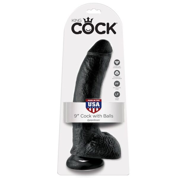 King Cock with Balls — Realistic Dildo, 22.9 cm, Black — Dildos — view 3