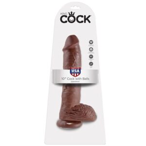 King Cock with Balls — Realistic Dildo, 25.4 cm, Brown — Dildos — view 4