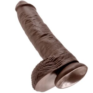 King Cock with Balls — Realistic Dildo, 25.4 cm, Brown — Dildos — view 2