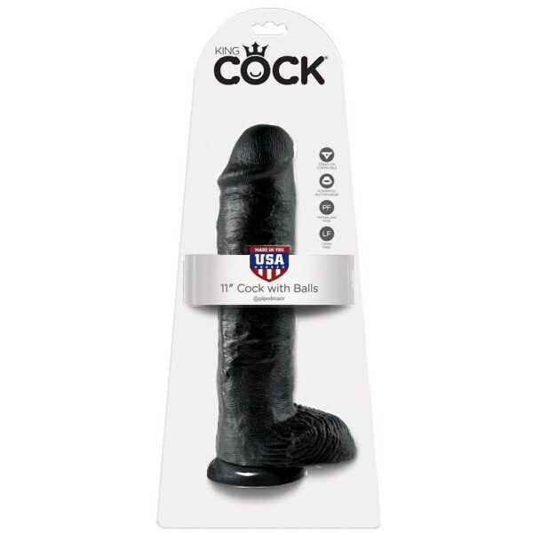 King Cock with Balls — Realistic Dildo, 28 cm, Black — Dildos — view 5
