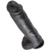King Cock with Balls — Realistic Dildo, 28 cm, Black — Dildos
