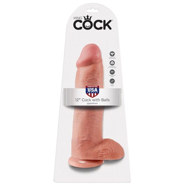 King Cock with Balls — Realistic Dildo, 30.48 cm, Flesh — Dildos — view 2