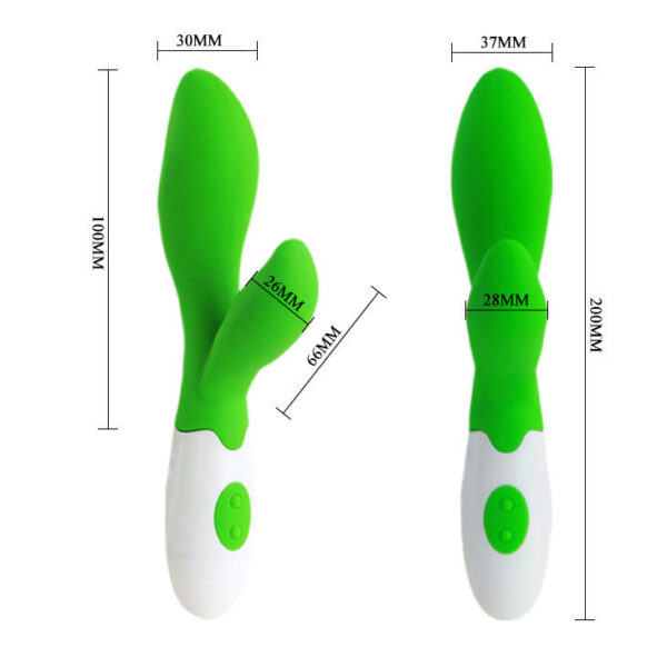 Pretty Love Flirtation Owen — Rabbit Vibrator, Green and White — Clitoral Stimulators — view 8