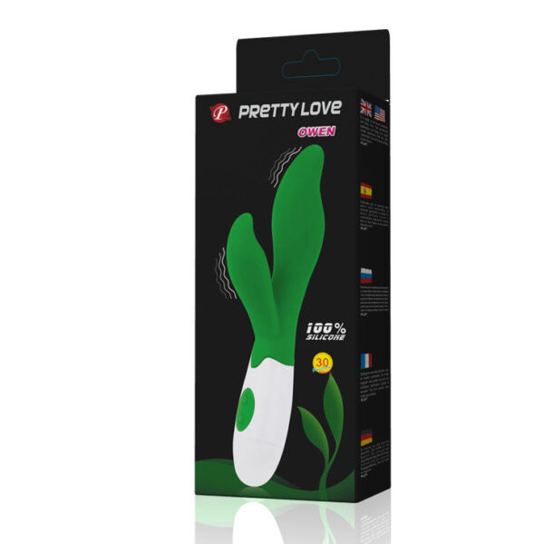 Pretty Love Flirtation Owen — Rabbit Vibrator, Green and White — Clitoral Stimulators — view 5