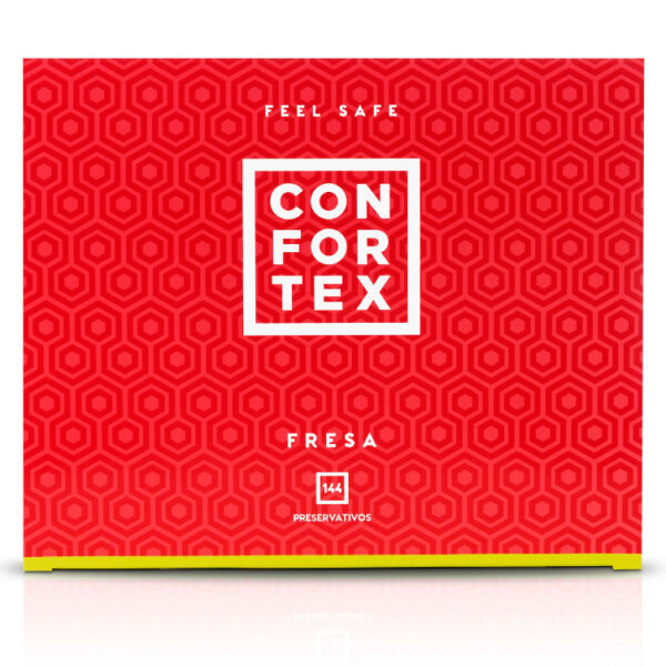 Confortex Strawberry — Flavoured Condoms, 144 Pack — Bulk Condom Packs — view 2