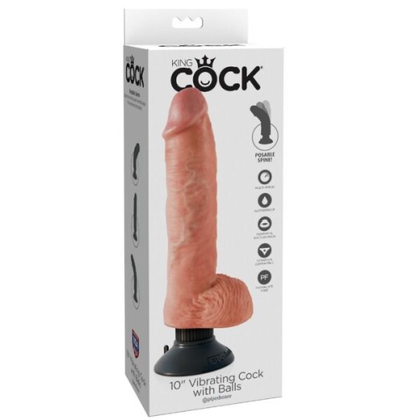 King Cock with Balls — Realistic Vibrator, 25.5 cm, Flesh — Realistic Vibrators — view 5