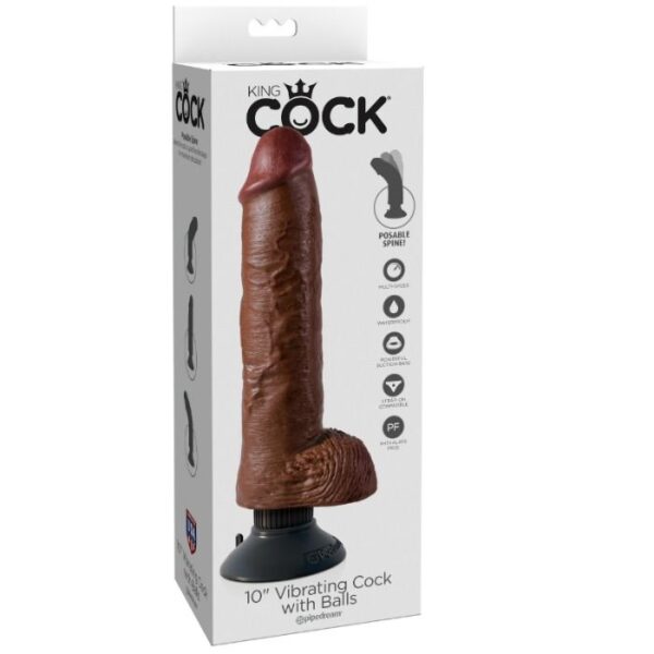 King Cock — Realistic Vibrator, 25.5 cm, Brown — Realistic Vibrators — view 3