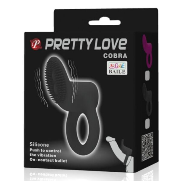 Pretty Love Cobra — Vibrating Cock Ring, Silicone, Black — Cock Rings — view 7