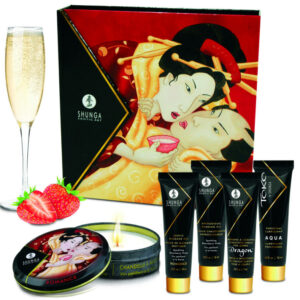Shunga Secret Geisha Strawberries and Cava — Gift Set — Massage Kits & Gift Sets