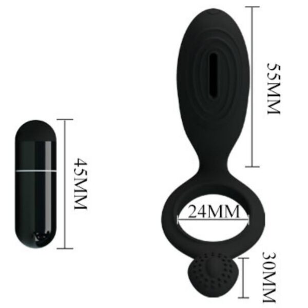 Pretty Love Ethel — Vibrating Cock Ring, Silicone, Black — Cock Rings — view 6