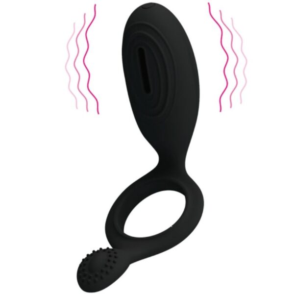 Pretty Love Ethel — Vibrating Cock Ring, Silicone, Black — Cock Rings